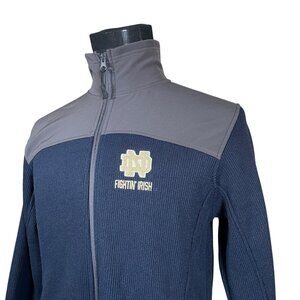 Colosseum Men's Blue Waffle Knit Feleece Lined Full Zip Jacket Small Notre Dame